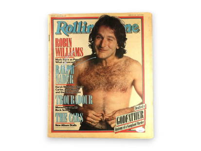 Robin Williams Autographed 1979 Rollie Stones Magazine JSA Certified: Robin Williams Autographed 1979 Rollie Stones Magazine JSA Certified This is an original Rollie Stones magazine from 1979, featuring a signature from the legendary Robin Williams, known for his iconic