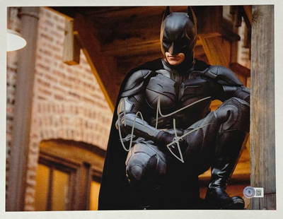 Christian Bale Autographed 11x14 Batman Dark Knight Photo Beckett Authenticated: Christian Bale Autographed 11x14 Batman Dark Knight Photo Beckett Authenticated This original 11x14 photograph features Christian Bale's autograph, showcasing his iconic role as Batman in 'The Dark Kn