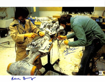 Star Wars ROTJ Signed 11x14 Photo by Ease Owyeung & Marty Brenneis Beckett Certified: Star Wars ROTJ Signed 11x14 Photo by Ease Owyeung & Marty Brenneis Beckett Certified This striking 11x14 photograph features the signatures of former ILM Model Maker Ease Owyeung and ILM optics design