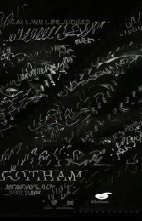 Gotham Cast Autographed 11x17 Poster JSA Authenticated McKenzie Pinkett-Smith Logue: Gotham Cast Autographed 11x17 Poster JSA Authenticated McKenzie Pinkett-Smith Logue This is an original 11x17 poster autographed by the cast of Gotham, featuring notable signatures from Ben McKenzie,