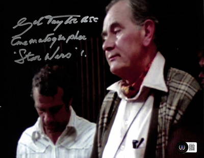 Gil Taylor Signed 8x10 Star Wars Photo Beckett Certified: Gil Taylor Signed 8x10 Star Wars Photo Beckett Certified This autographed 8x10 photograph features the signature of Gil Taylor, the esteemed cinematographer known for his work on the original Star War