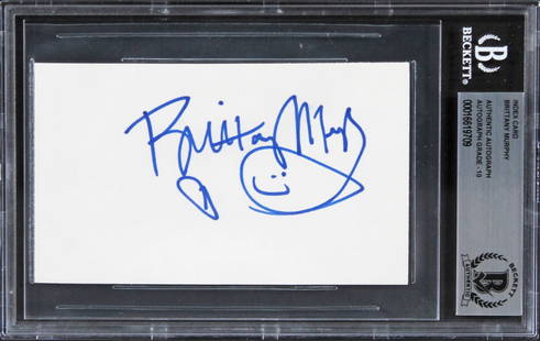 Brittany Murphy Signed 3x5 Index Card 8 Mile Gem Mint 10 BAS: Brittany Murphy Signed 3x5 Index Card 8 Mile Gem Mint 10 BAS This authentic signed 3x5 index card features the signature of Brittany Murphy, renowned for her role in the film "8 Mile." Graded as Gem M