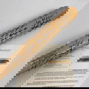 Limited Edition Multi Signed No Hitter Bat 22 of 100 JSA Sandy Koufax: Limited Edition Multi Signed No Hitter Bat 22 of 100 JSA Sandy Koufax Celebrate baseball history with this limited-edition H&B commemorative bat, elegantly signed by 26 legendary pitchers who have ach