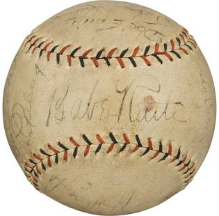 Babe Ruth Lou Gehrig 1934 Japan Tour Team Signed Baseball PSA DNA: Babe Ruth Lou Gehrig 1934 Japan Tour Team Signed Baseball PSA DNA This remarkable baseball is a rare piece of baseball history, signed by the legendary Babe Ruth and Lou Gehrig, among others, during t