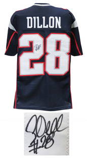 Corey Dillon Signed XL Navy Patriots Football Jersey with COA: Corey Dillon Signed XL Navy Patriots Football Jersey with COA Celebrate the legacy of Corey Dillon with this signed navy custom football jersey from the New England Patriots. This original piece featu