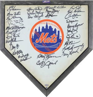 1986 New York Mets Signed Home Plate with JSA Steiner COA: 1986 New York Mets Signed Home Plate with JSA Steiner COA Own a piece of baseball history with this original 1986 New York Mets World Series Champions team-signed home plate. This exceptional collecti