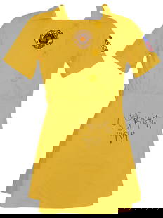 Lori Petty Signed Racine Belles Yellow Jersey A League of Their Own Kit Inscription: Lori Petty Signed Racine Belles Yellow Jersey A League of Their Own Kit Inscription Lori Petty signed Racine Belles yellow costume women's baseball jersey with 'Kit' character name inscription. Racine