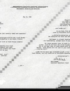 Herb Sendek Signed 1988 Shaquille O'Neal Recruitment Letter with Beckett COA: Herb Sendek Signed 1988 Shaquille O'Neal Recruitment Letter with Beckett COA This 1988 Providence College recruitment letter, written by Herb Sendek, showcases the early interest in Shaquille O'Neal.