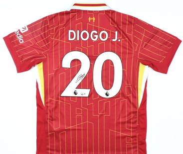 Diogo Jota Signed Liverpool FC #20 Jersey with Beckett Hologram: Diogo Jota Signed Liverpool FC #20 Jersey with Beckett Hologram Own a piece of soccer history with this original Diogo Jota signed Liverpool FC home jersey, featuring the iconic #20. The jersey, repre