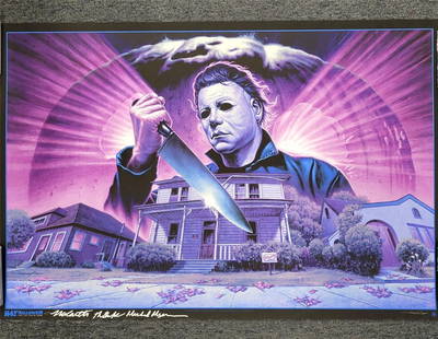 Nick Castle Michael Myers Halloween 24x36 Limited Edition Poster LE /150: Nick Castle Michael Myers Halloween 24x36 Limited Edition Poster LE /150 This striking 24x36 poster features the iconic imagery from the classic horror film Halloween, with artwork by artist Dave Merr