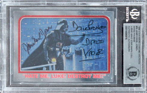 James Earl Jones David Prowse Signed 1999 Star Wars Chrome Archives Card BAS Slab: James Earl Jones David Prowse Signed 1999 Star Wars Chrome Archives Card BAS Slab This 1999 Star Wars Chrome Archives #58 card is a stunning collectible featuring the autographs of James Earl Jones an