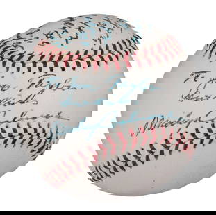 Mickey Cochrane Signed Baseball with Extensive Inscriptions PSA DNA: Mickey Cochrane Signed Baseball with Extensive Inscriptions PSA DNA This exceptional Mickey Cochrane single signed baseball features a bold autograph and extensive inscriptions that highlight the
