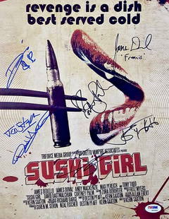 Sushi Girl Signed 11x14 Photo Noah Hathaway James Duval Tony Todd PSA: Sushi Girl Signed 11x14 Photo Noah Hathaway James Duval Tony Todd PSA This is an original cast signed 11x14 photograph from the movie "Sushi Girl," featuring the autographs of Noah Hathaway, James Duv