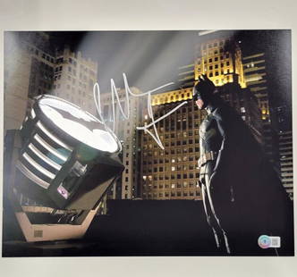 Christian Bale Autographed 11x14 Photo Batman The Dark Knight Rises BAS: Christian Bale Autographed 11x14 Photo Batman The Dark Knight Rises BAS This is an original photograph from the movie "Batman: The Dark Knight Rises," featuring the autograph of Christian Bale. The ph