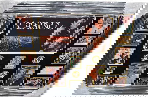 Casino Cast Signed Cuts Card De Niro Pesci Stone Woods Framed 35x28 JSA: Casino Cast Signed Cuts Card De Niro Pesci Stone Woods Framed 35x28 JSA This Casino Cast Autographed Cuts Card features the signatures of iconic actors Robert De Niro, Joe Pesci, Sharon Stone, James W