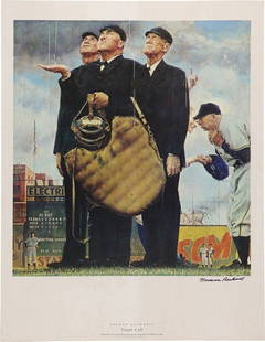 Norman Rockwell Tough Call Signed Lithograph 19x24 Beckett COA: Norman Rockwell Tough Call Signed Lithograph 19x24 Beckett COA This original lithograph titled "Tough Call" by Norman Rockwell captures one of his most iconic baseball themes. Signed in black marker b