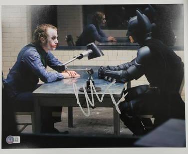 Christian Bale Autographed 11x14 Batman Photo Beckett Authentication: Christian Bale Autographed 11x14 Batman Photo Beckett Authentication This stunning 11x14 photograph features Christian Bale as Batman from the iconic movie "The Dark Knight Rises." The photograph is a