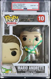 Mario Andretti Signed Funko Pop PSA/DNA AUTO 10 NASCAR Collectible: Mario Andretti Signed Funko Pop PSA/DNA AUTO 10 NASCAR Collectible Original/Reprint: Original. Sport: NASCAR. Up for sale is a Funko Pop signed by Mario Andretti who is one of only two drivers to have