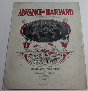 Rare 1902 Harvard Football Team Sheet Music Booklet 11x14 Inches: Rare 1902 Harvard Football Team Sheet Music Booklet 11x14 Inches This rare 1902 Harvard Football Team sheet music booklet features a unique collection of songs dedicated to the football team.