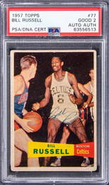 1957 Topps Bill Russell Signed Rookie Card PSA Authentic