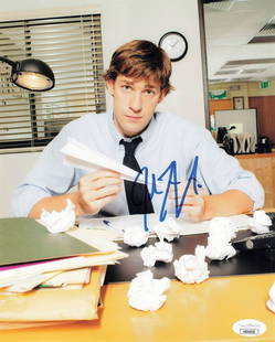 John Krasinski Autographed 8x10 Photo JSA Certified The Office: John Krasinski Autographed 8x10 Photo JSA Certified The Office This is an original 8x10 photograph signed by John Krasinski, known for his role in 'The Office.' The autograph has been authenticated by