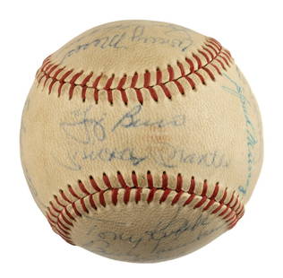 1961 Yankees Team Signed Baseball Mickey Mantle Roger Maris JSA Authenticated: 1961 Yankees Team Signed Baseball Mickey Mantle Roger Maris JSA Authenticated This official Spalding "Babe Ruth League" baseball is a remarkable piece of memorabilia, signed in blue ink by eighteen me