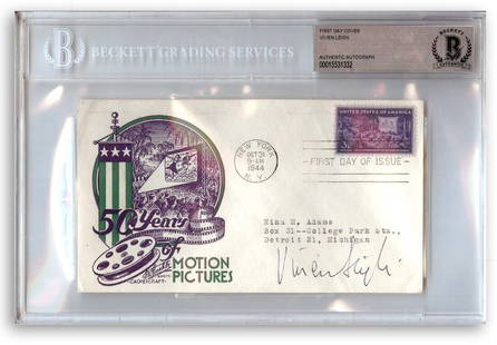 Vivien Leigh Autographed First Day Cover Gone with the Wind Beckett Authenticated 6 x 9: Vivien Leigh Autographed First Day Cover Gone with the Wind Beckett Authenticated 6 x 9 This item is a Vivien Leigh autographed First Day Cover commemorating the iconic film "Gone with the Wind." The