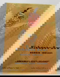 Rare 1947 Kickapoo Bowl Program Hardin vs Arkansas State Football: Rare 1947 Kickapoo Bowl Program Hardin vs Arkansas State Football This is a rare 1947 Kickapoo Bowl Program featuring a matchup between Hardin and Arkansas State. A valuable collectible for football