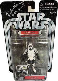 Frank Henson Signed 2004 Biker Scout Star Wars Action Figure Beckett Authenticated: Frank Henson Signed 2004 Biker Scout Star Wars Action Figure Beckett Authenticated This collectible action figure from the 2004 Star Wars Original Trilogy Collection features a signature from Frank He