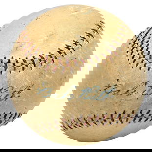1918 Babe Ruth Signed Baseball with Beckett COA: 1918 Babe Ruth Signed Baseball with Beckett COA This circa 1918 Superior League baseball is adorned with a remarkable early career signature of baseball legend Babe Ruth, signed in bold blue fountain