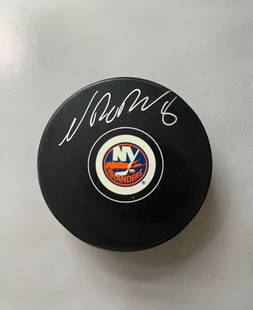Noah Dobson Signed NHL Puck New York Islanders JSA Authenticated: Noah Dobson Signed NHL Puck New York Islanders JSA Authenticated This is an official New York Islanders NHL logo puck signed by superstar Noah Dobson. The puck has been authenticated by James Spence A