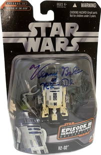 Kenny Baker Signed R2-D2 Action Figure Star Wars 2004 Hasbro BAS: Kenny Baker Signed R2-D2 Action Figure Star Wars 2004 Hasbro BAS This is an original autographed action figure from the 2006-07 Star Wars The Saga Collection, featuring the iconic character R2-D2. The