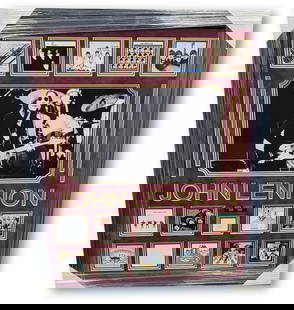 John Lennon Signed Cut Framed Collage The Beatles JSA Authenticated 32x40: John Lennon Signed Cut Framed Collage The Beatles JSA Authenticated 32x40 This striking framed collage features an authentic hand-signed cut by John Lennon, complemented by an unsigned photograph and