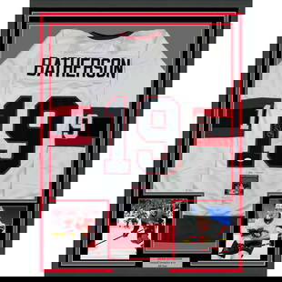 Framed Autographed Drake Batherson Ottawa Senators Jersey JSA COA 35x39: Framed Autographed Drake Batherson Ottawa Senators Jersey JSA COA 35x39 This framed autographed jersey features Drake Batherson of the Ottawa Senators, measuring 35x39 inches. The jersey is