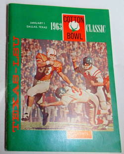 1963 Cotton Bowl Program Texas Longhorns vs LSU MVP Lynn Amedee: 1963 Cotton Bowl Program Texas Longhorns vs LSU MVP Lynn Amedee This is a vintage 1963 Cotton Bowl program featuring the Texas Longhorns versus LSU. The program is an original piece, showcasing the