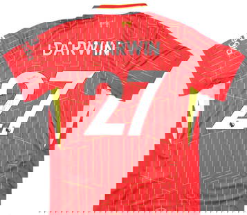 Darwin Nunez Signed Liverpool FC Home Jersey #27 Beckett Authenticated: Darwin Nunez Signed Liverpool FC Home Jersey #27 Beckett Authenticated This is an original, pre-owned Liverpool FC home soccer jersey, personally signed by player Darwin Nunez. The jersey features the