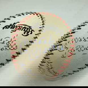 Mickey Mantle Willie Mays Hank Aaron Signed Baseball PSA DNA 500 Home Run Club: Mickey Mantle Willie Mays Hank Aaron Signed Baseball PSA DNA 500 Home Run Club Celebrate the legacy of baseball legends with this signed official American League baseball featuring the autographs of M