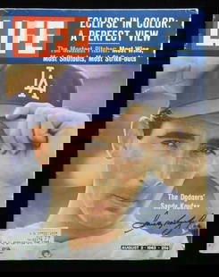 Sandy Koufax Signed 1963 LIFE Magazine PSA/DNA LA Dodgers HOF: Sandy Koufax Signed 1963 LIFE Magazine PSA/DNA LA Dodgers HOF Offered is an original signed August 2, 1963 LIFE Magazine featuring Sandy Koufax, Hall of Fame pitcher for the LA Dodgers. This collectib