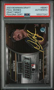 2023 Bowman Draft Paul Skenes #BDN7 Autographed Card PSA 10: 2023 Bowman Draft Paul Skenes #BDN7 Autographed Card PSA 10 This is a graded 2023 Bowman Draft Paul Skenes #BDN7 Draft Night Card featuring the autograph of the emerging MLB star. The card has been au