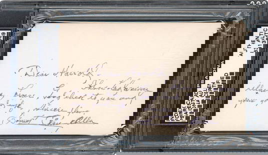Forrest Phog Allen Signed Index Card 3x5 PSA/DNA Certified: Forrest Phog Allen Signed Index Card 3x5 PSA/DNA Certified This unique index card is inscribed and signed by the legendary Forrest "Phog" Allen, known as "The Father of Basketball Coaching." Allen's i
