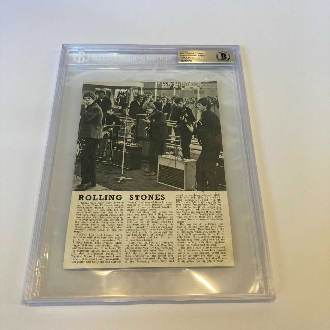 1960s Rolling Stones Signed Photo by Mick Jagger Keith Richards Beckett Authenticated 7x9: 1960s Rolling Stones Signed Photo by Mick Jagger Keith Richards Beckett Authenticated 7x9 This remarkable 7 x 9-inch photograph captures the iconic Rolling Stones during their early years in the 1960s