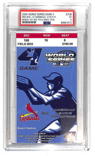 2004 World Series Game 4 Ticket Boston Red Sox PSA 5 Original: 2004 World Series Game 4 Ticket Boston Red Sox PSA 5 Original Commemorate a historic moment in baseball with this 2004 World Series Game 4 ticket. This ticket celebrates the Boston Red Sox clinching t