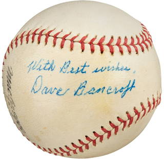 Dave Bancroft Single Signed Baseball PSA DNA JSA COA Hall of Fame Inscription: Dave Bancroft Single Signed Baseball PSA DNA JSA COA Hall of Fame Inscription This stunning Dave Bancroft single signed baseball is a true collector's gem, authenticated by both PSA/DNA and JSA. Bancr