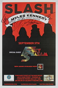 Signed 2012 Concert Poster by Slash & Band 11x17 Beckett COA: Signed 2012 Concert Poster by Slash & Band 11x17 Beckett COA This original 11x17 concert poster from 2012 is a must-have for music enthusiasts. Personally signed by renowned artists Slash, Myles Kenne