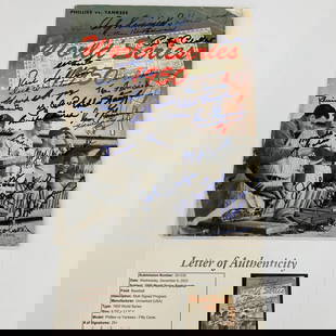 Rare 1950 World Series Program Signed by Yankees & Phillies Legends: Rare 1950 World Series Program Signed by Yankees & Phillies Legends This rare 1950 World Series Program is a must-have for baseball enthusiasts, featuring signatures from both the New York Yankees and