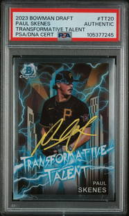 2023 Bowman Draft Paul Skenes #TT20 PSA Graded Rookie Card with Autograph: 2023 Bowman Draft Paul Skenes #TT20 PSA Graded Rookie Card with Autograph This is a graded 2023 Bowman Draft Paul Skenes #TT20 Talent Rookie Card, featuring an authentic autograph. The card has been a