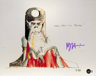 Nilo Rodis-Jamero Jabba the Hutt Signed 11x14 Photo Beckett Certified: Nilo Rodis-Jamero Jabba the Hutt Signed 11x14 Photo Beckett Certified This is an autographed 11x14 color metallic photograph featuring concept art of Jabba the Hutt from "Return of the Jedi," created