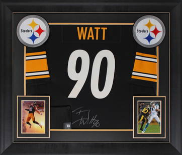 T.J. Watt Signed Black Nike Game Framed Jersey BAS Authenticated: T.J. Watt Signed Black Nike Game Framed Jersey BAS Authenticated This stunning black Nike Game Framed Jersey features the autograph of T.J. Watt, a star player for the Pittsburgh Steelers. Personally