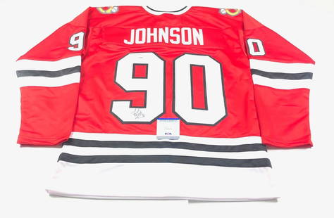 Tyler Johnson Autographed Jersey Chicago Blackhawks PSA/DNA Authentic: Tyler Johnson Autographed Jersey Chicago Blackhawks PSA/DNA Authentic This is an original, pre-owned stitched jersey signed by Tyler Johnson of the Chicago Blackhawks. The signature has been authentic