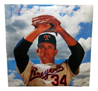 Nolan Ryan 1991 Nike 7 No-Hitters Vintage Poster 24x24 Texas Rangers: Nolan Ryan 1991 Nike 7 No-Hitters Vintage Poster 24x24 Texas Rangers This original 1991 Nike poster features baseball legend Nolan Ryan, celebrated for his remarkable achievement of seven no-hitters.